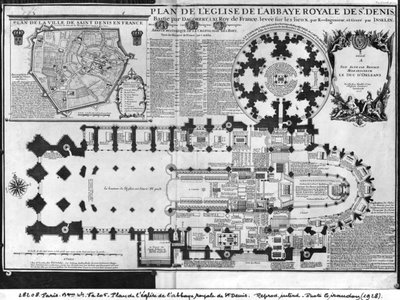 Plan der Kirche der königlichen Abtei von St. Denis mit dem Valois-Turm, 1705 von Charles Inselin